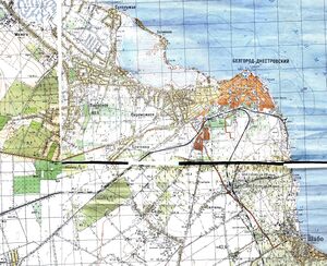 Білгород-Дністровський та передмістя на топографічній карті (1977).jpg